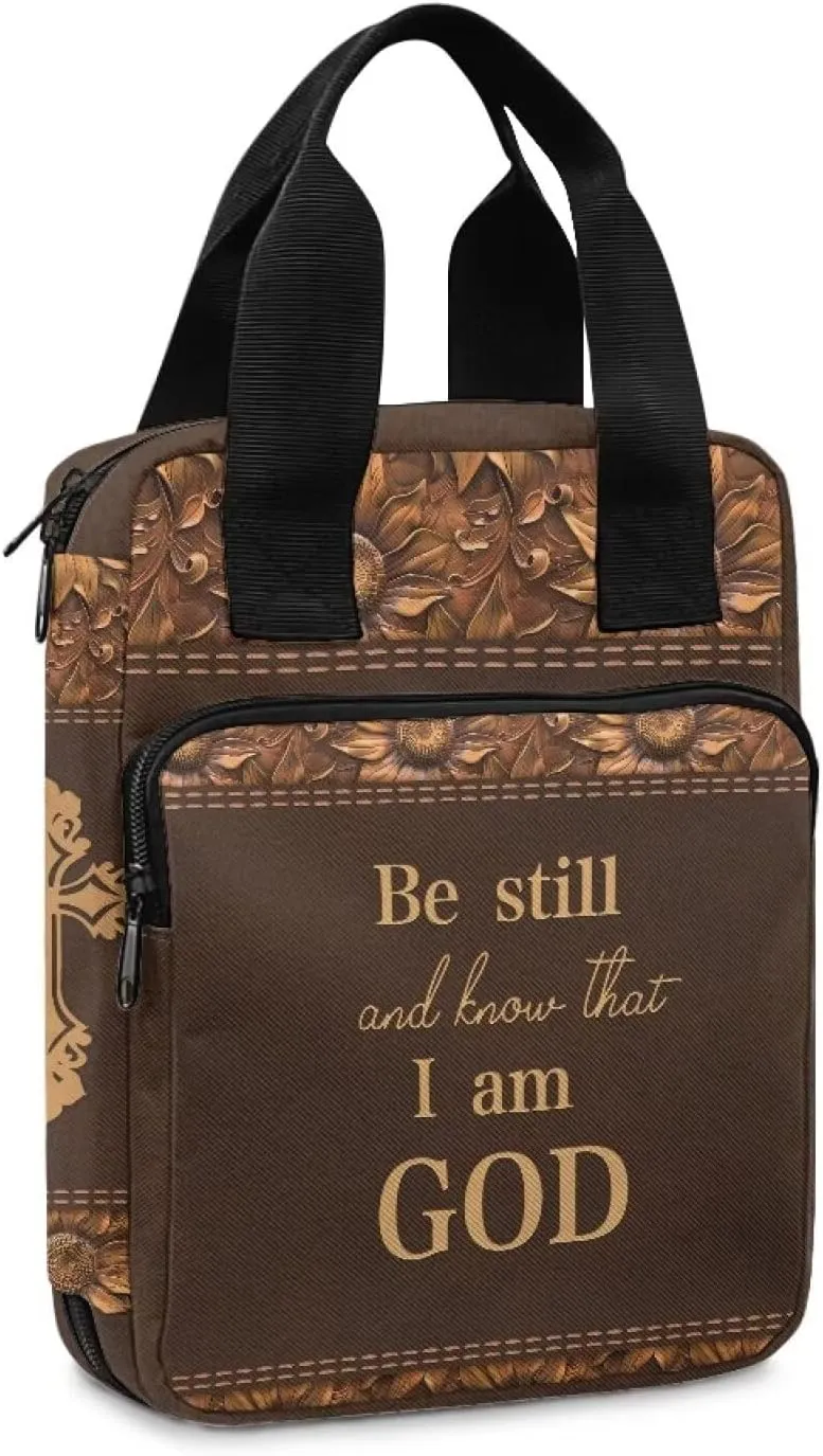 Portable Bible Cover Bookcase with Handle Bible Tote Bag Bible Books Pens Organizer 10.8 x 8.4 x 2.7 inches