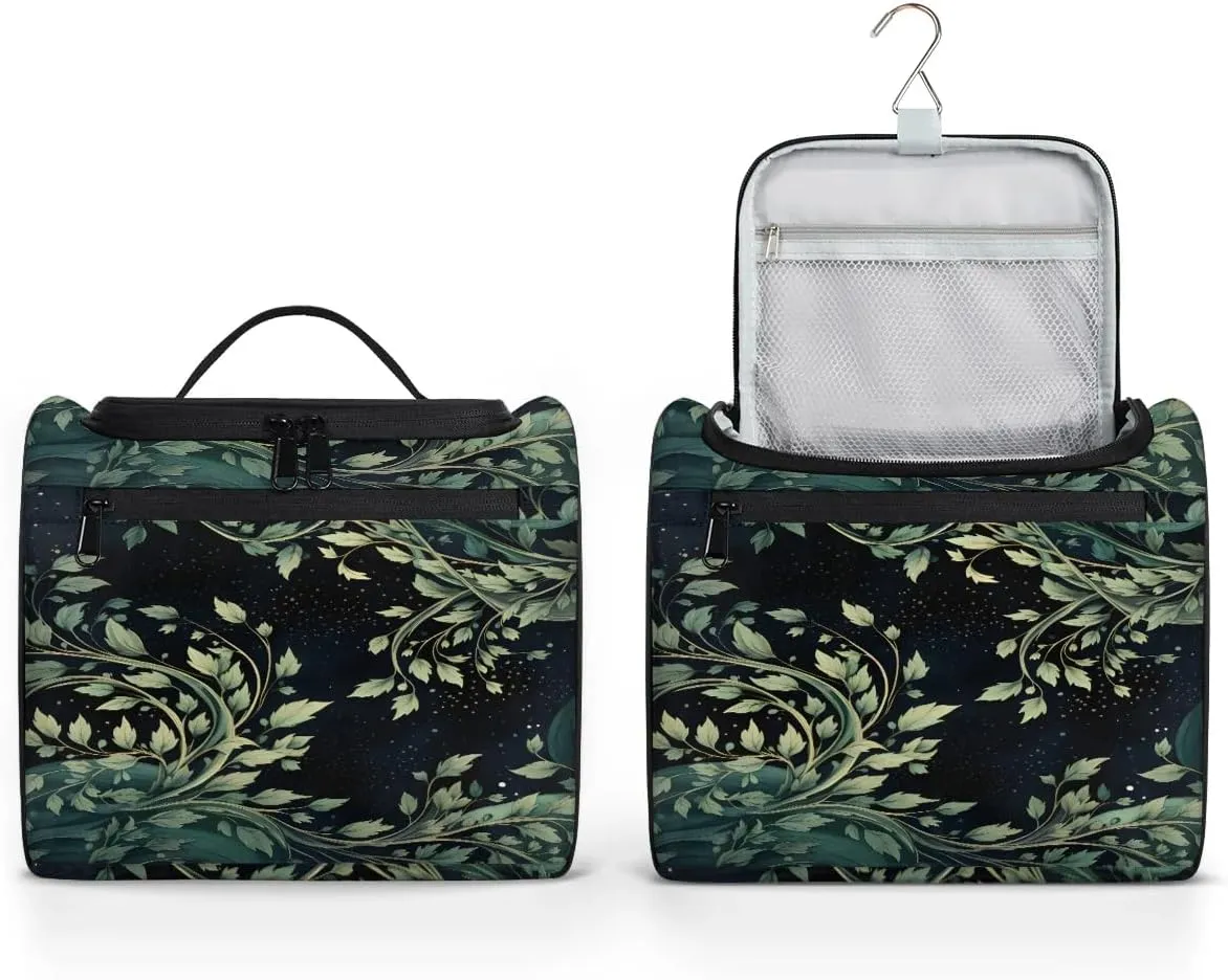 Portable Makeup Bag Cosmetic Bags for Women Leaves Design Cute Waterproof Hanging Toiletry Bag Organizer cosmetics Bags