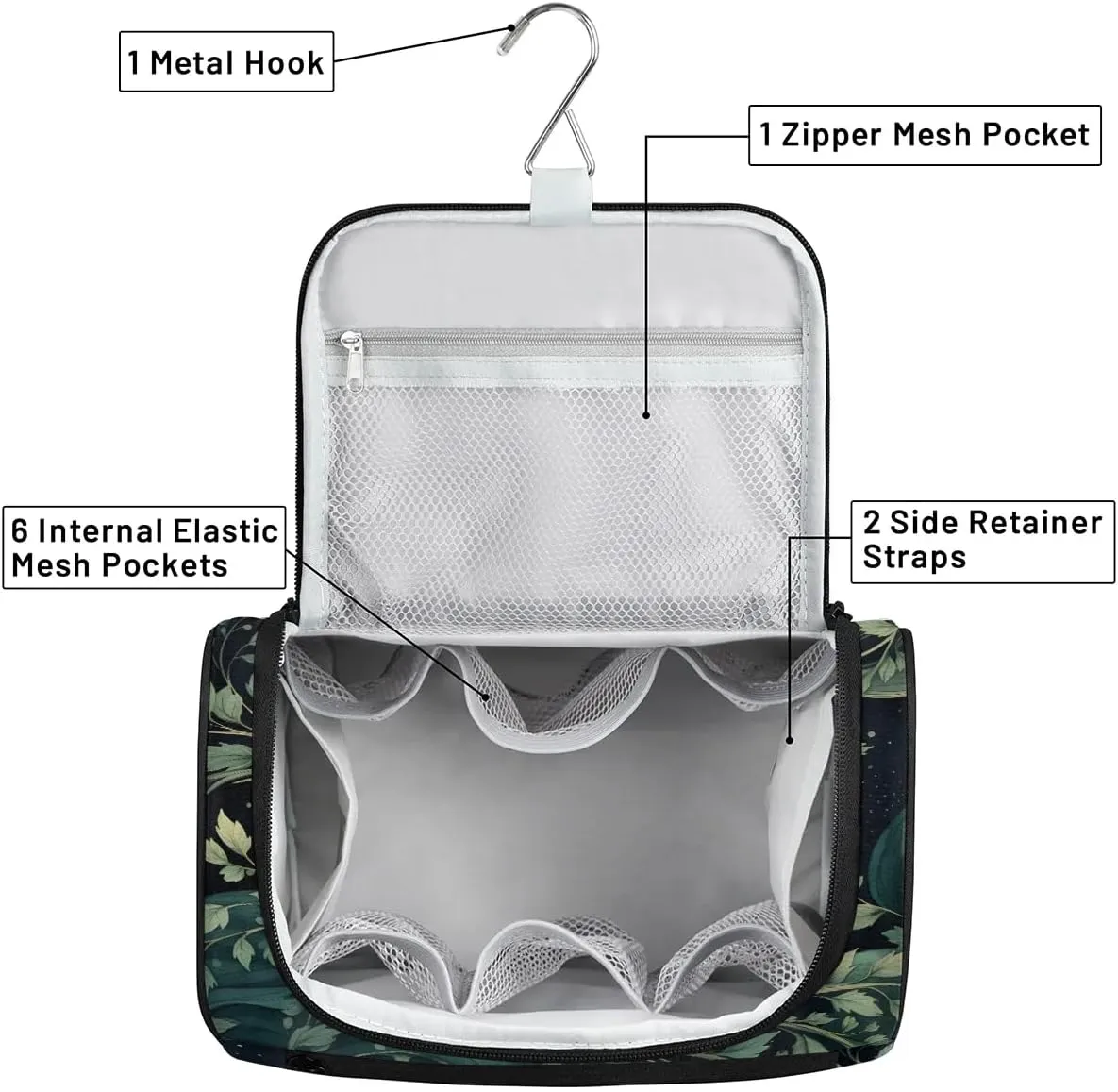 Portable Makeup Bag Cosmetic Bags for Women Leaves Design Cute Waterproof Hanging Toiletry Bag Organizer cosmetics Bags
