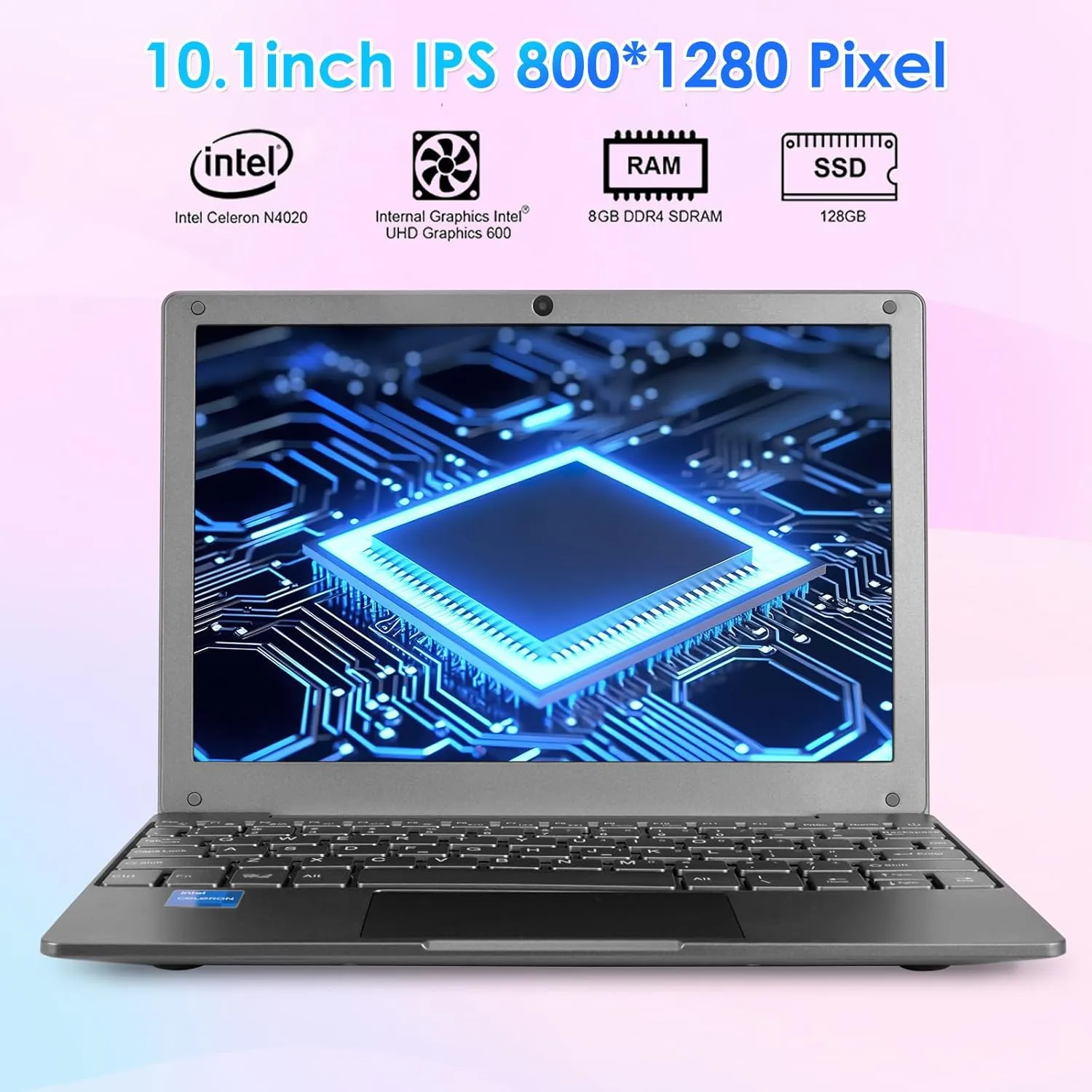 Portable Mini Education Laptop Computer with in tel Celeron N4020 CPU 8GB RAM 128GB SSD HD IPS Screen, Laptop Computer for Learning, Office Work (Gray, 8GB 128GB)