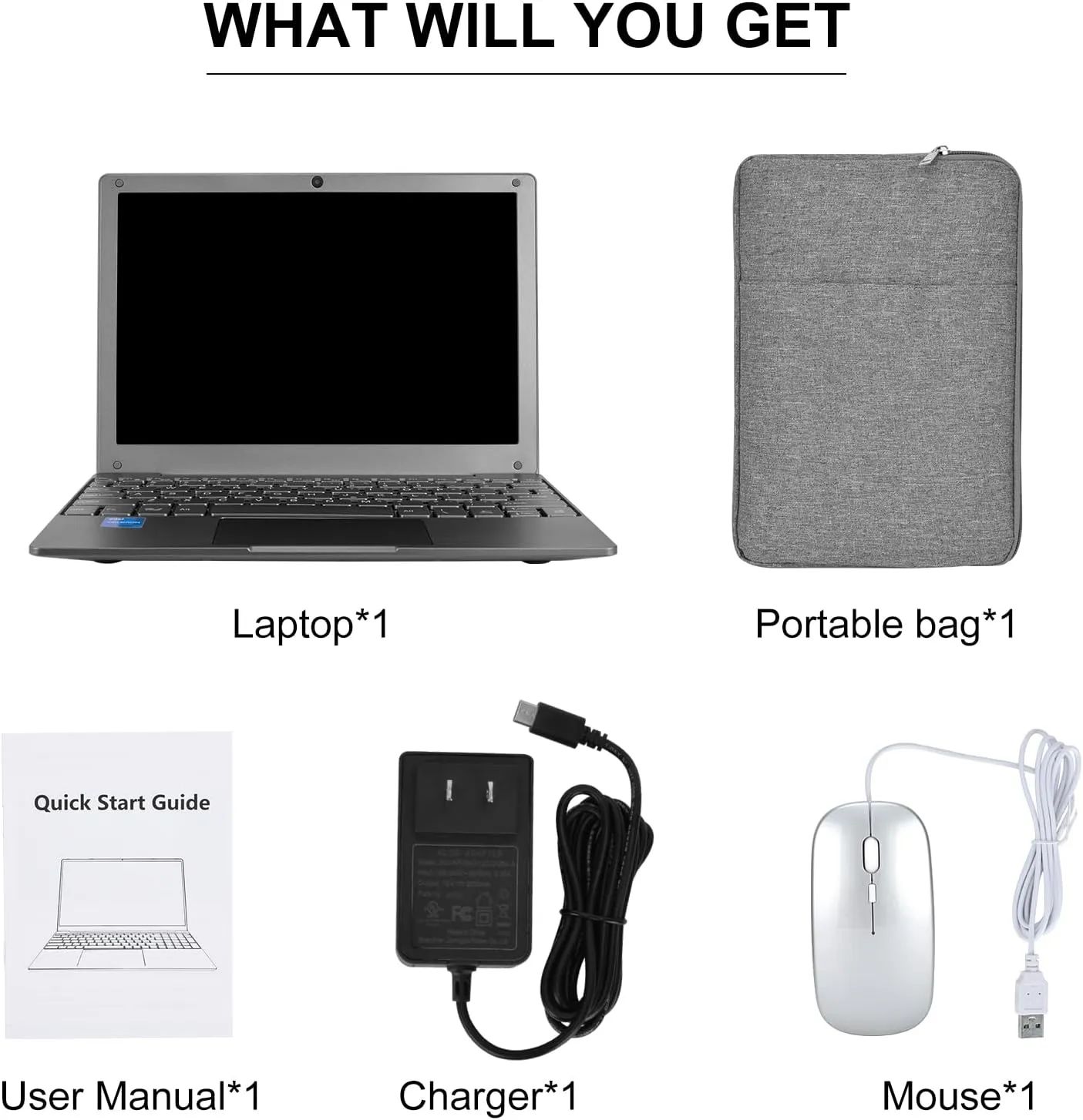 Portable Mini Education Laptop Computer with in tel Celeron N4020 CPU 8GB RAM 128GB SSD HD IPS Screen, Laptop Computer for Learning, Office Work (Gray, 8GB 128GB)