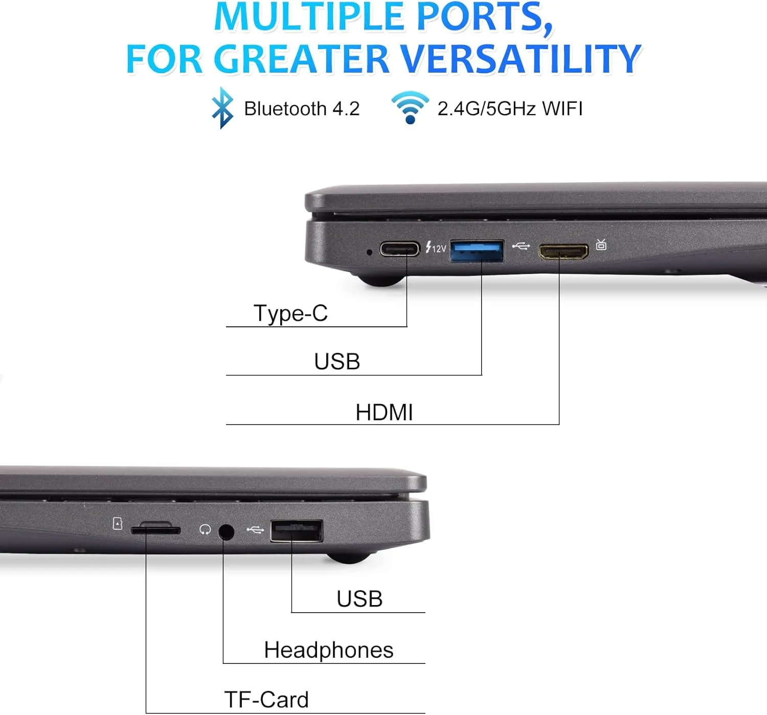Portable Mini Education Laptop Computer with in tel Celeron N4020 CPU 8GB RAM 128GB SSD HD IPS Screen, Laptop Computer for Learning, Office Work (Gray, 8GB 128GB)