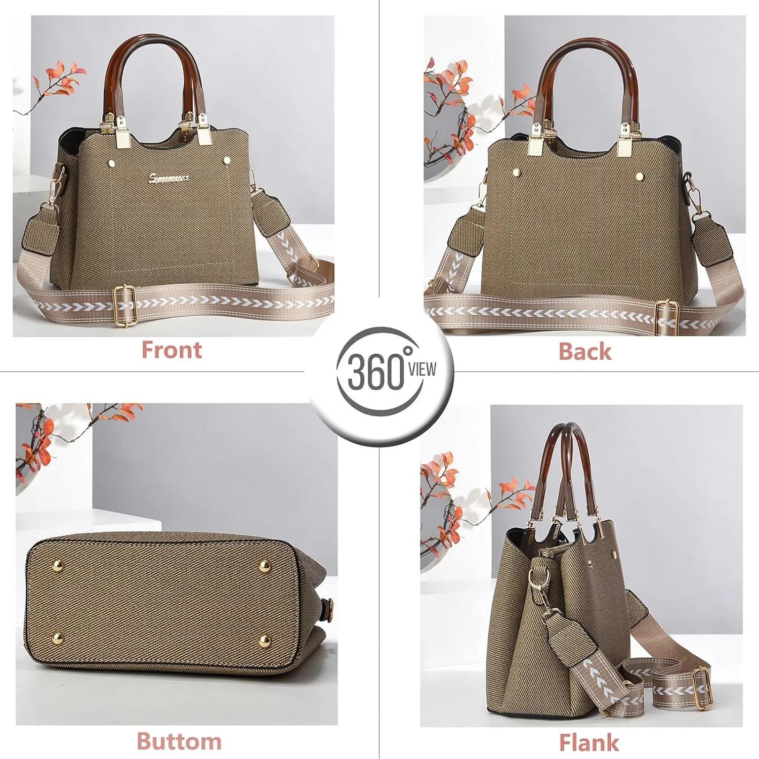 PORT&LOTUS Small Double Top Handle Crossbody Purses for Women Shoulder Bags for Women with Guitar Strap