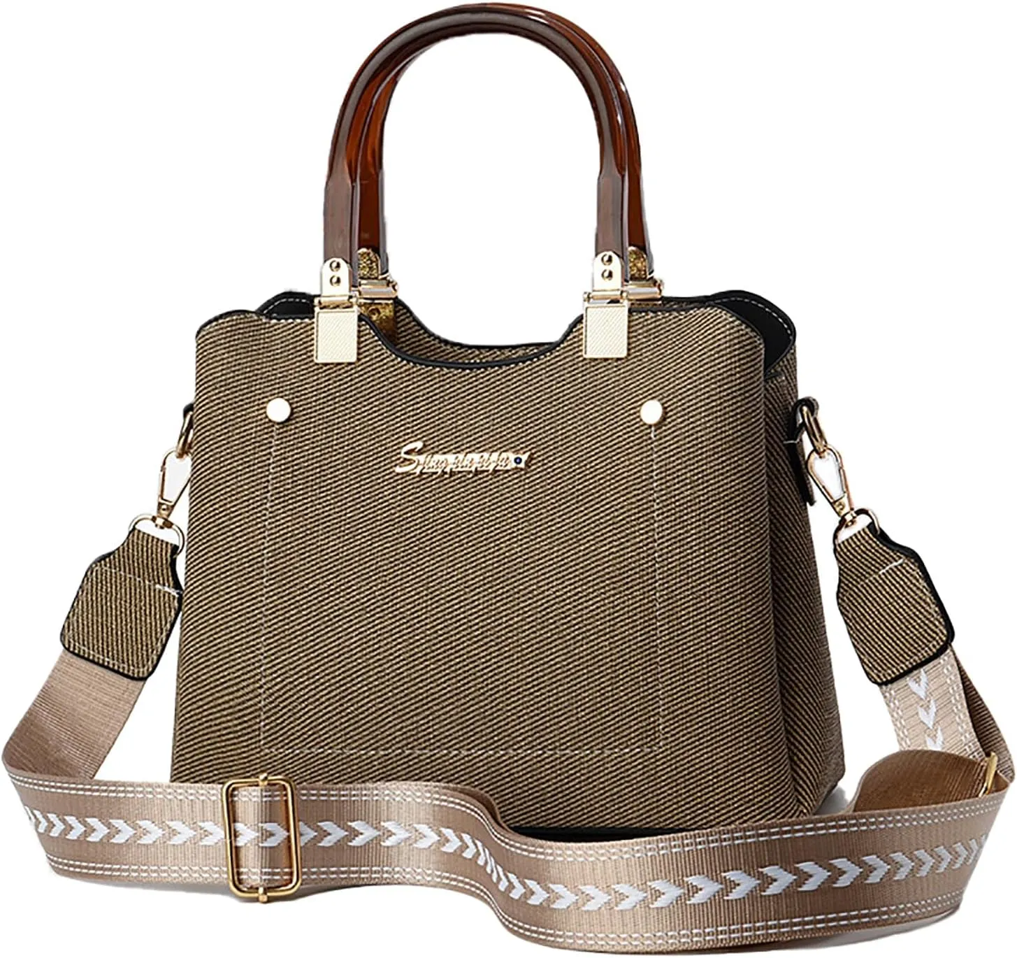 PORT&LOTUS Small Double Top Handle Crossbody Purses for Women Shoulder Bags for Women with Guitar Strap
