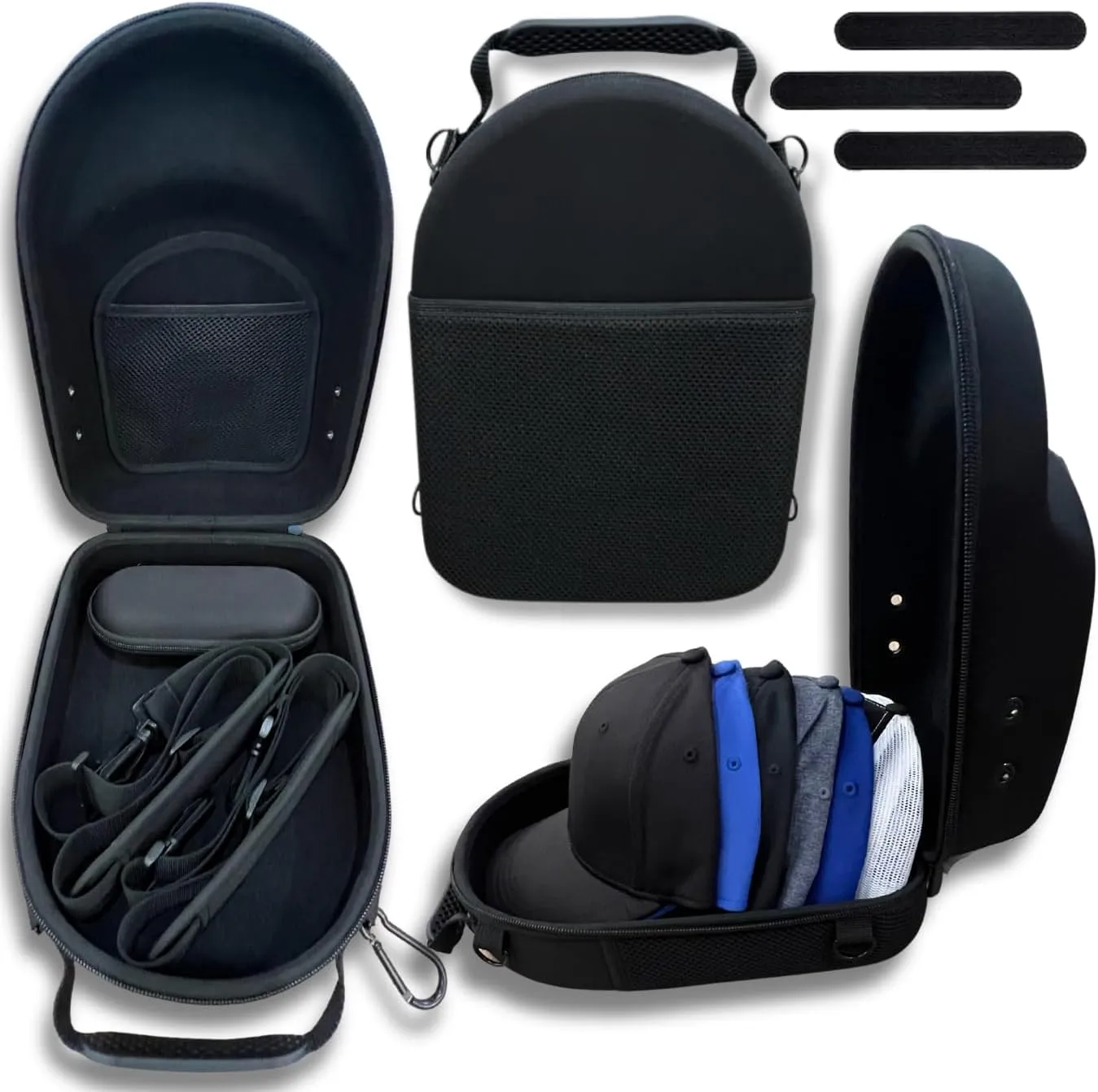 PREMIUM Hard Case, Storage for Baseball Caps with Carrying Handle & Shoulder Strap - This Organizer Holder Protects up to 6 Hats - Perfect for Traveling - 3 FREE hat liners with each case