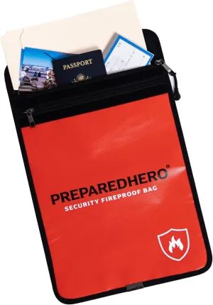 Prepared Hero Fireproof Bag - 1 Pack. Fire Resistant Large 11" by 15" Document Bag to Safely Store Valuables. 2000F Heat Resistance