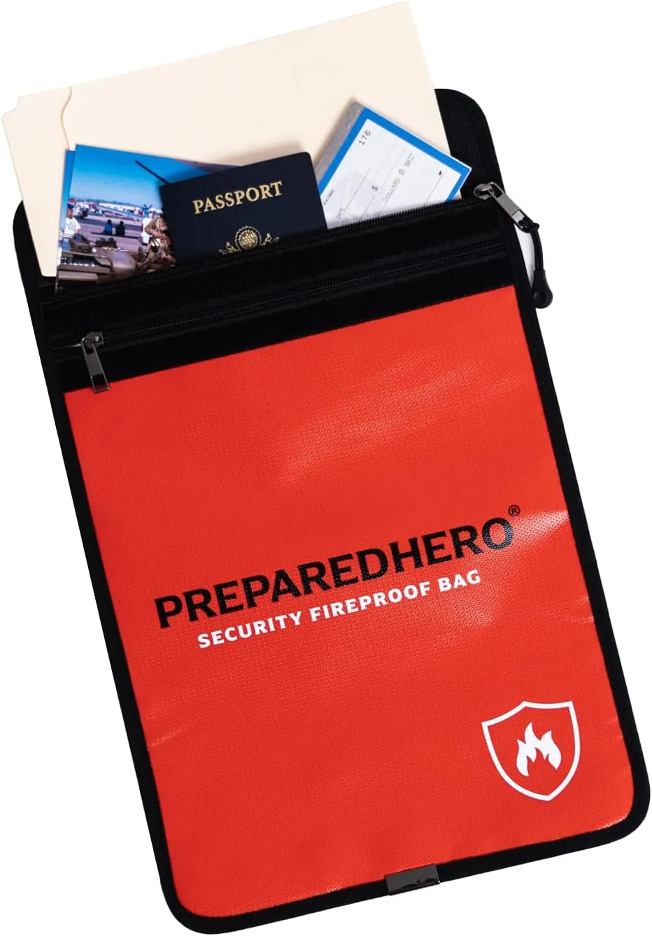Prepared Hero Fireproof Bag - 1 Pack. Fire Resistant Large 11" by 15" Document Bag to Safely Store Valuables. 2000F Heat Resistance