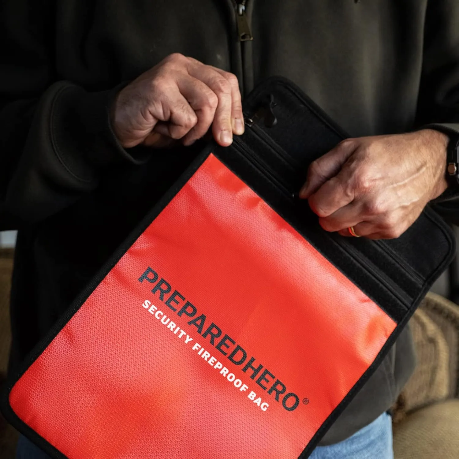 Prepared Hero Fireproof Bag - 2 Pack. Fire Resistant Large 11" by 15" Document Bag to Safely Store Valuables. 2000F Heat Resistance