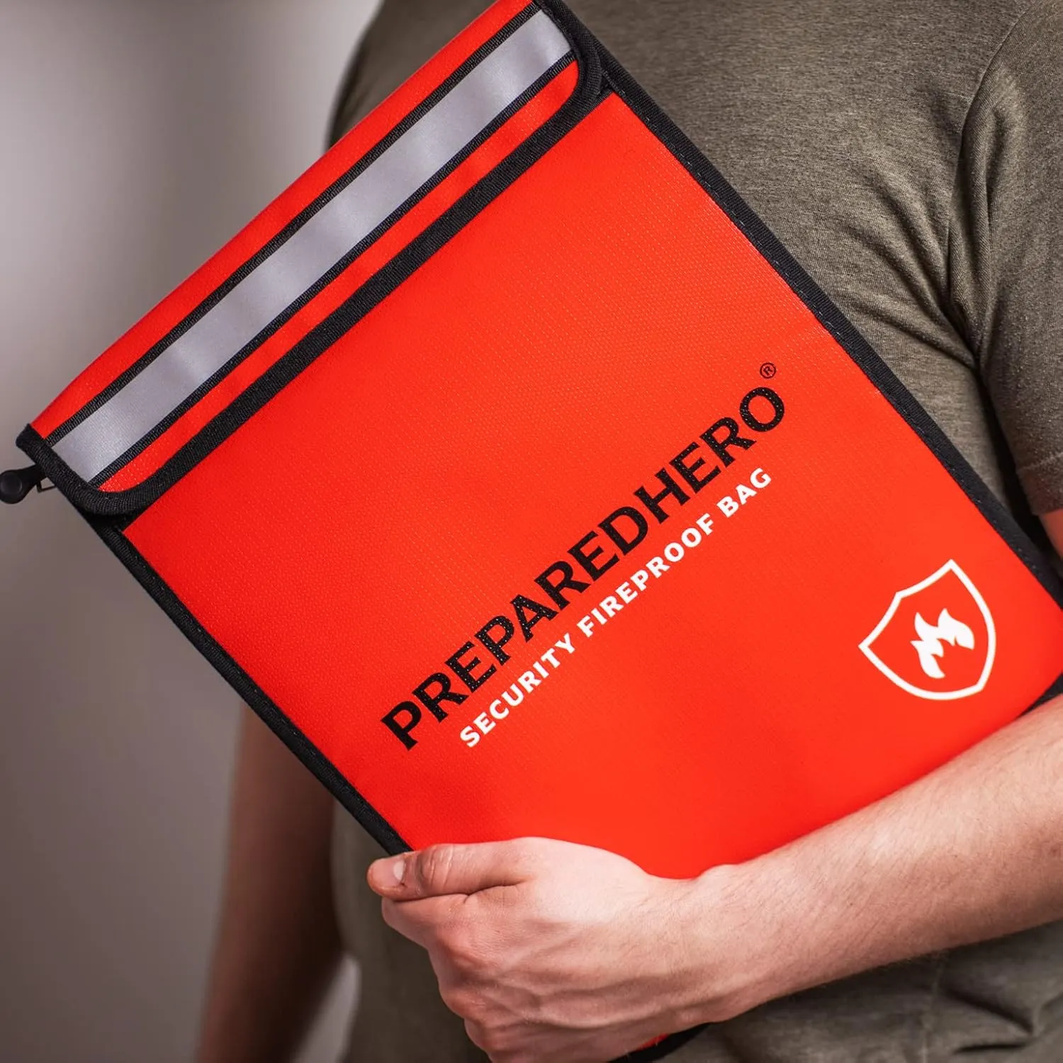 Prepared Hero Fireproof Bag - 2 Pack. Fire Resistant Large 11" by 15" Document Bag to Safely Store Valuables. 2000F Heat Resistance