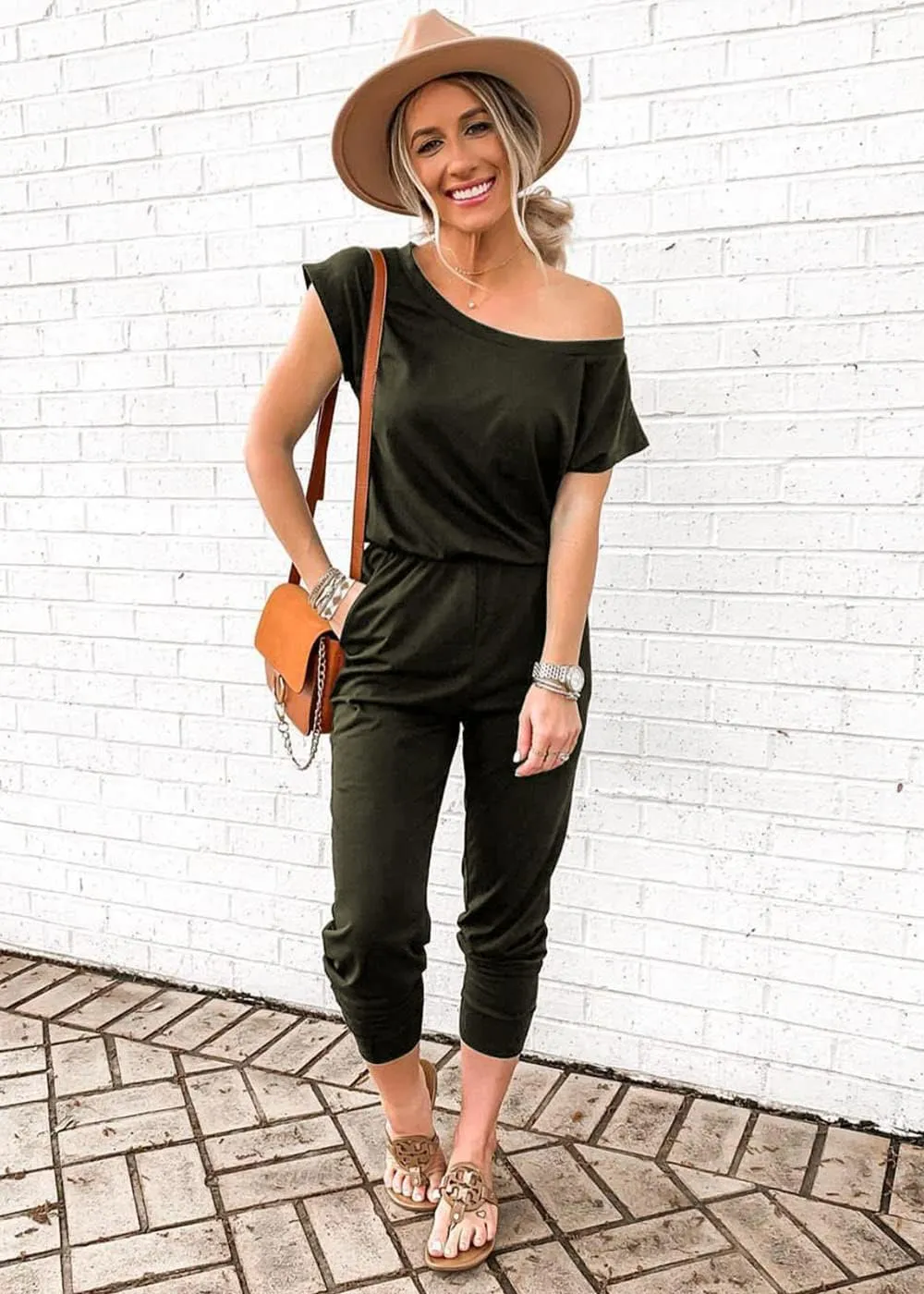 PRETTYGARDEN Jumpsuits for Women 2025 Summer Dressy Off Shoulder Romper Spring Vacation Travel Lounge Outfits Clothes