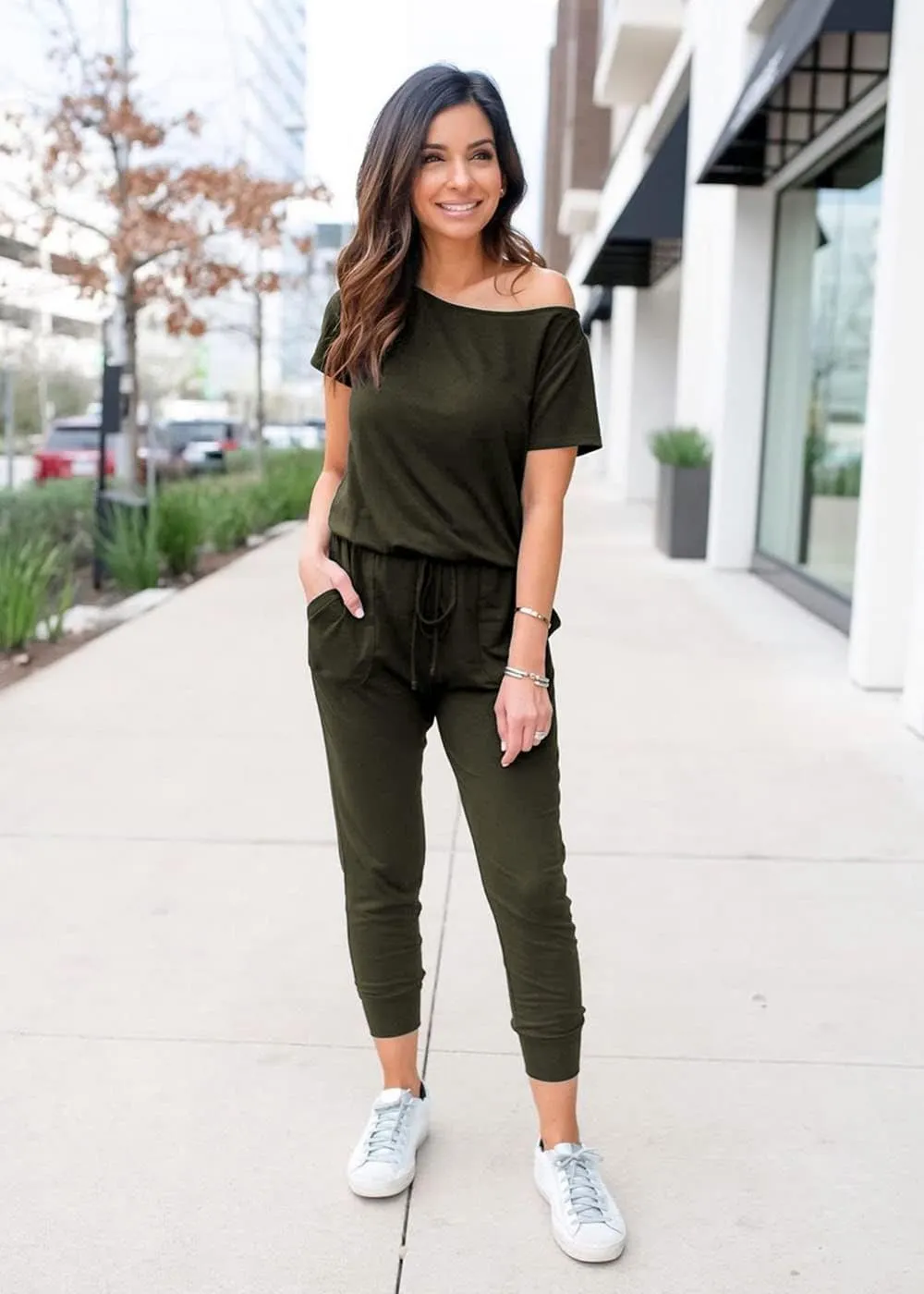 PRETTYGARDEN Jumpsuits for Women 2025 Summer Dressy Off Shoulder Romper Spring Vacation Travel Lounge Outfits Clothes