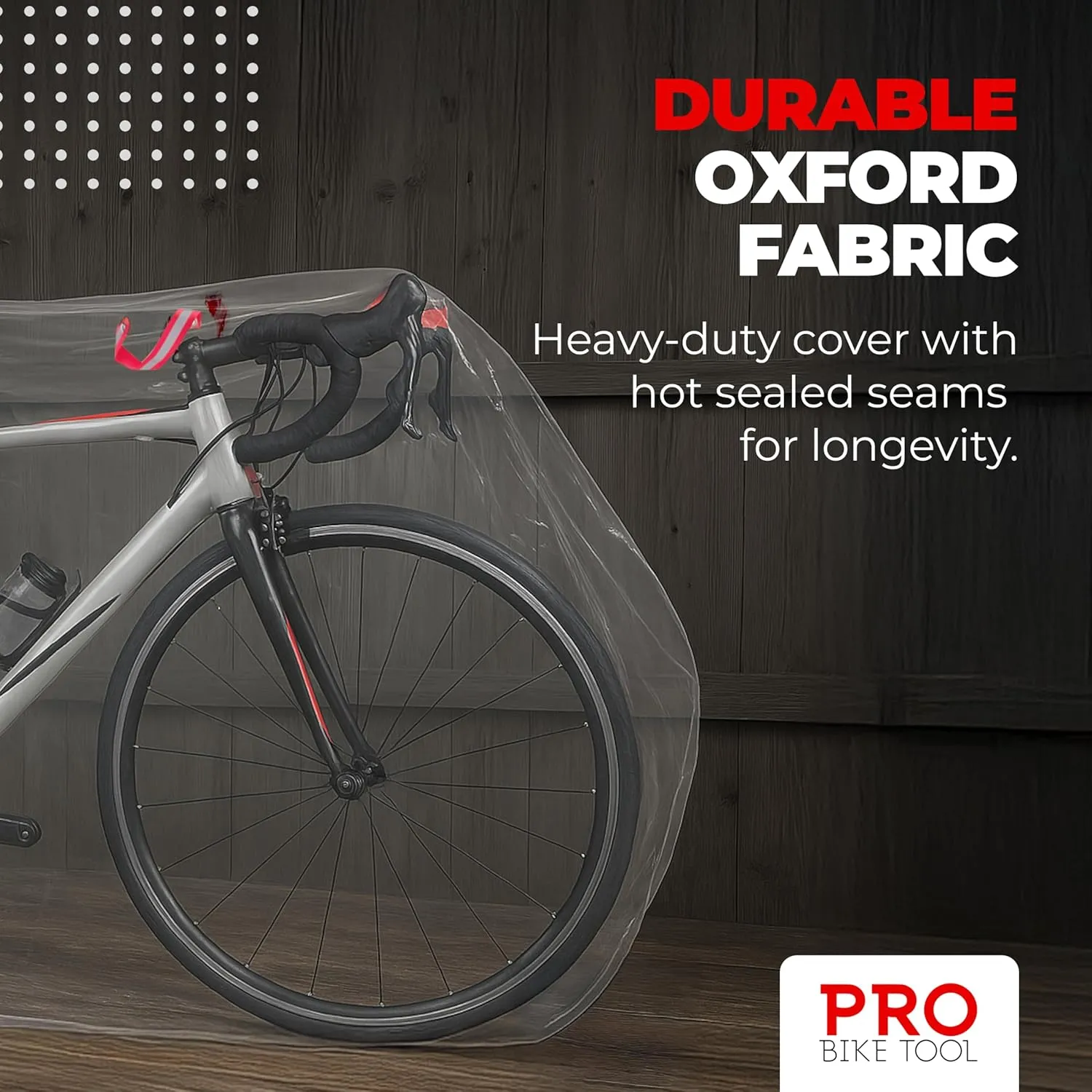PRO BIKE TOOL Bicycle Cover - Transparent PVC Waterproof Bag - Outdoor Kids Bike Cover - Protects from Weather, Dust & Rain - Ideal for Garage with Safety Loops & Bike Storage Bag - XXL