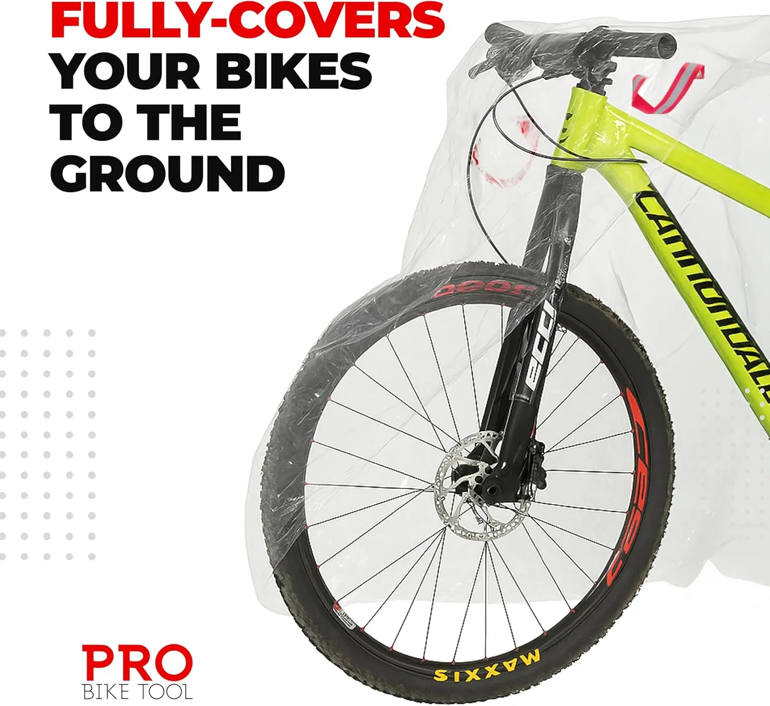PRO BIKE TOOL Bicycle Cover - Transparent PVC Waterproof Bag - Outdoor Kids Bike Cover - Protects from Weather, Dust & Rain - Ideal for Garage with Safety Loops & Bike Storage Bag - XXL