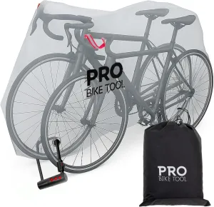 PRO BIKE TOOL Bicycle Cover - Transparent PVC Waterproof Bag - Outdoor Kids Bike Cover - Protects from Weather, Dust & Rain - Ideal for Garage with Safety Loops & Bike Storage Bag - XXL
