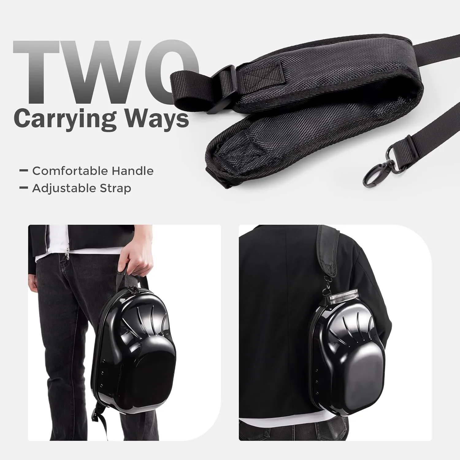 ProCase Hat Travel Case, Hard Lids Storage Organizer for 6-7 Baseball Caps Carrier with Carrying Handle and Shoulder Strap for Travel Home -Black
