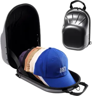 ProCase Hat Travel Case, Hard Lids Storage Organizer for 6-7 Baseball Caps Carrier with Carrying Handle and Shoulder Strap for Travel Home -Grey