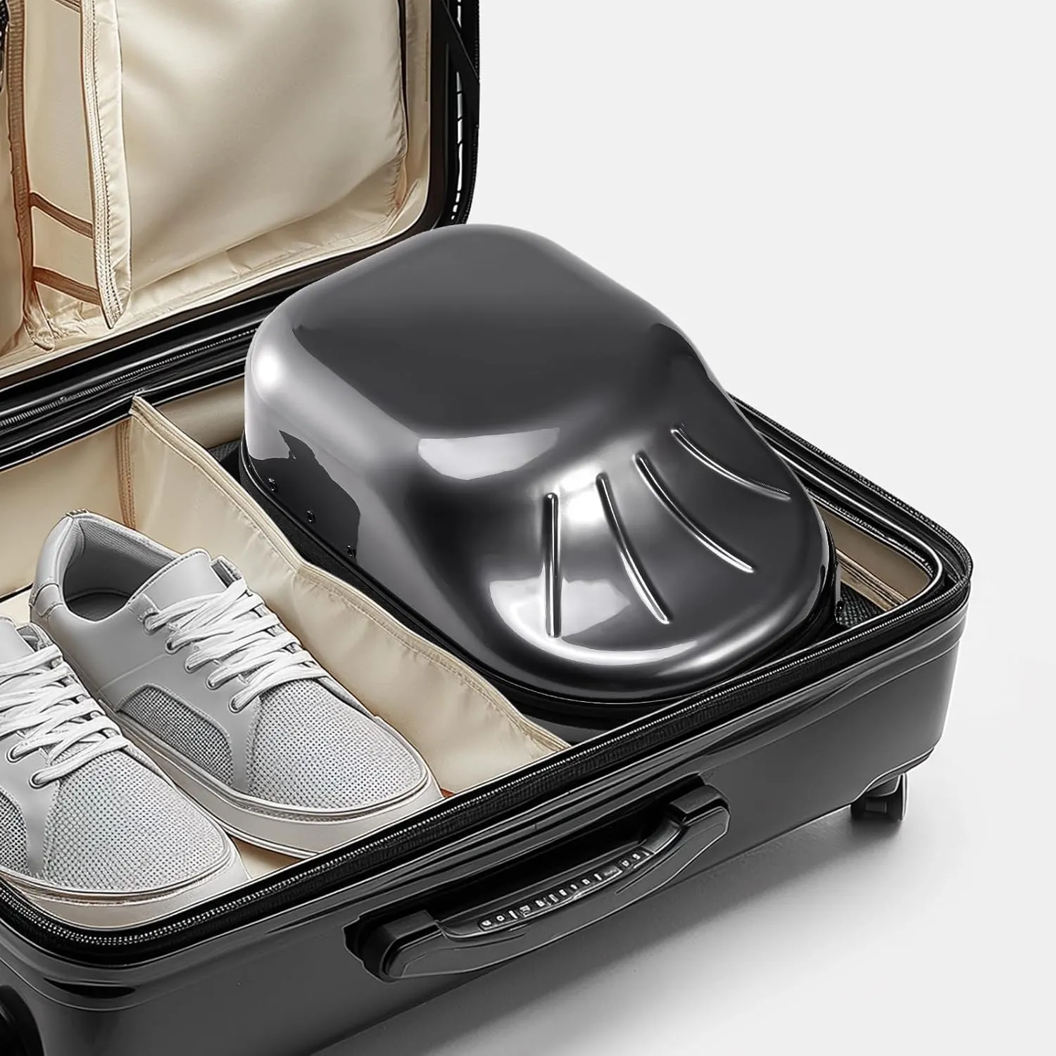 ProCase Hat Travel Case, Hard Lids Storage Organizer for 6-7 Baseball Caps Carrier with Carrying Handle and Shoulder Strap for Travel Home -Grey