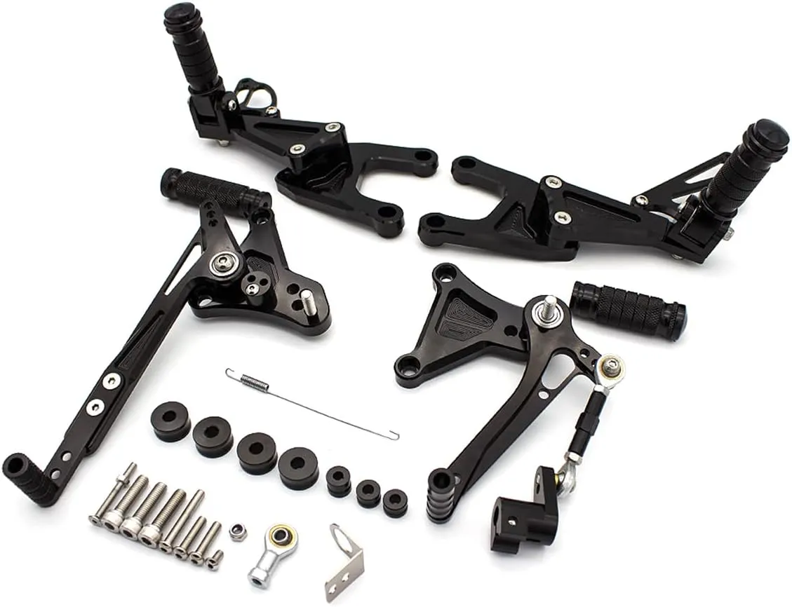 PROCNC Aluminum Billet Adjustable Motorcycle Footrests Rearsets Foot Pegs Fit for Benelli TNT125 TNT135 2016-2022 (Black)