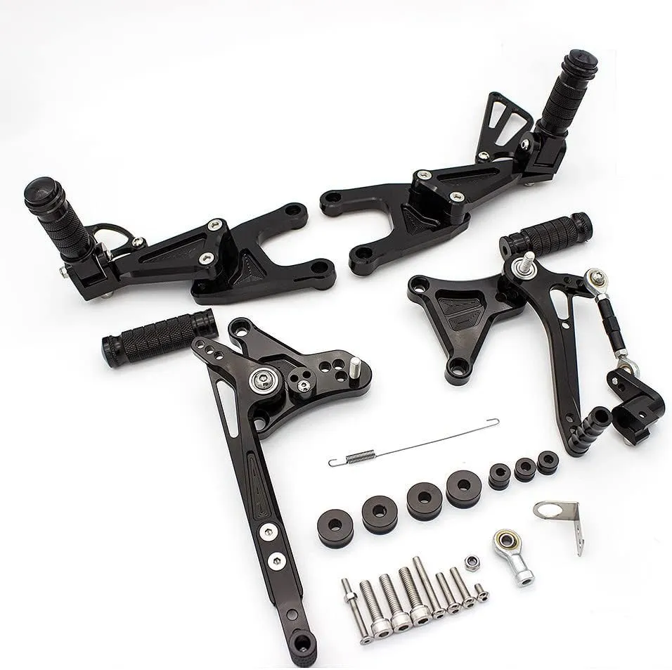 PROCNC Aluminum Billet Adjustable Motorcycle Footrests Rearsets Foot Pegs Fit for Benelli TNT125 TNT135 2016-2022 (Black)