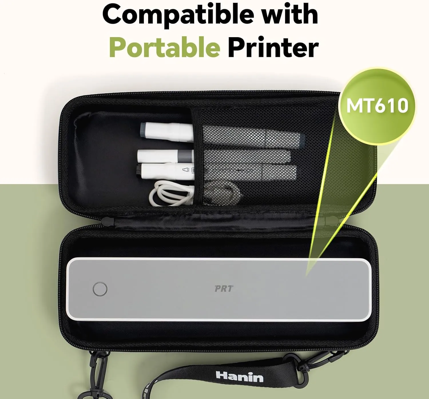 PRT Portable Carrying Case, Compatible iDPRT/HPRT MT610 Portable Thermal Printer, Storage Bag for Thermal Printer and Accessories (Case Only), Silver
