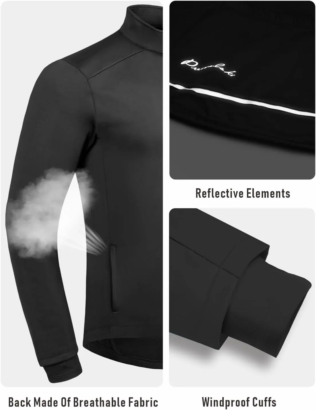 Przewalski Cycling Bike Jackets for Men Winter Thermal Running Jacket Windproof Breathable Reflective Softshell Windbreaker