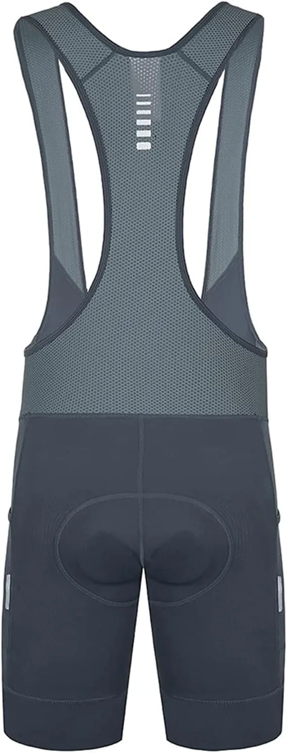 Przewalski Men's Cycling Bike Bib Short with Phone Pockets,4D Padded Breathable Biking Bicycle Bib Tights