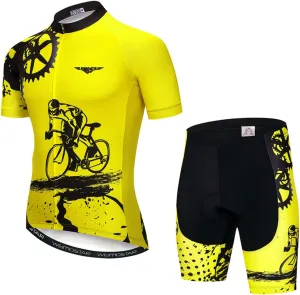 PSPORT Men's Cycling Jersey Sets Short Sleeve Bike Clothing Suits Road Biking Clothes Gel Pad Bicycle Outfits