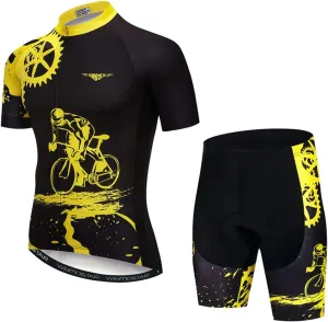 PSPORT Men's Cycling Jersey Sets Short Sleeve Bike Clothing Suits Road Biking Clothes Gel Pad Bicycle Outfits