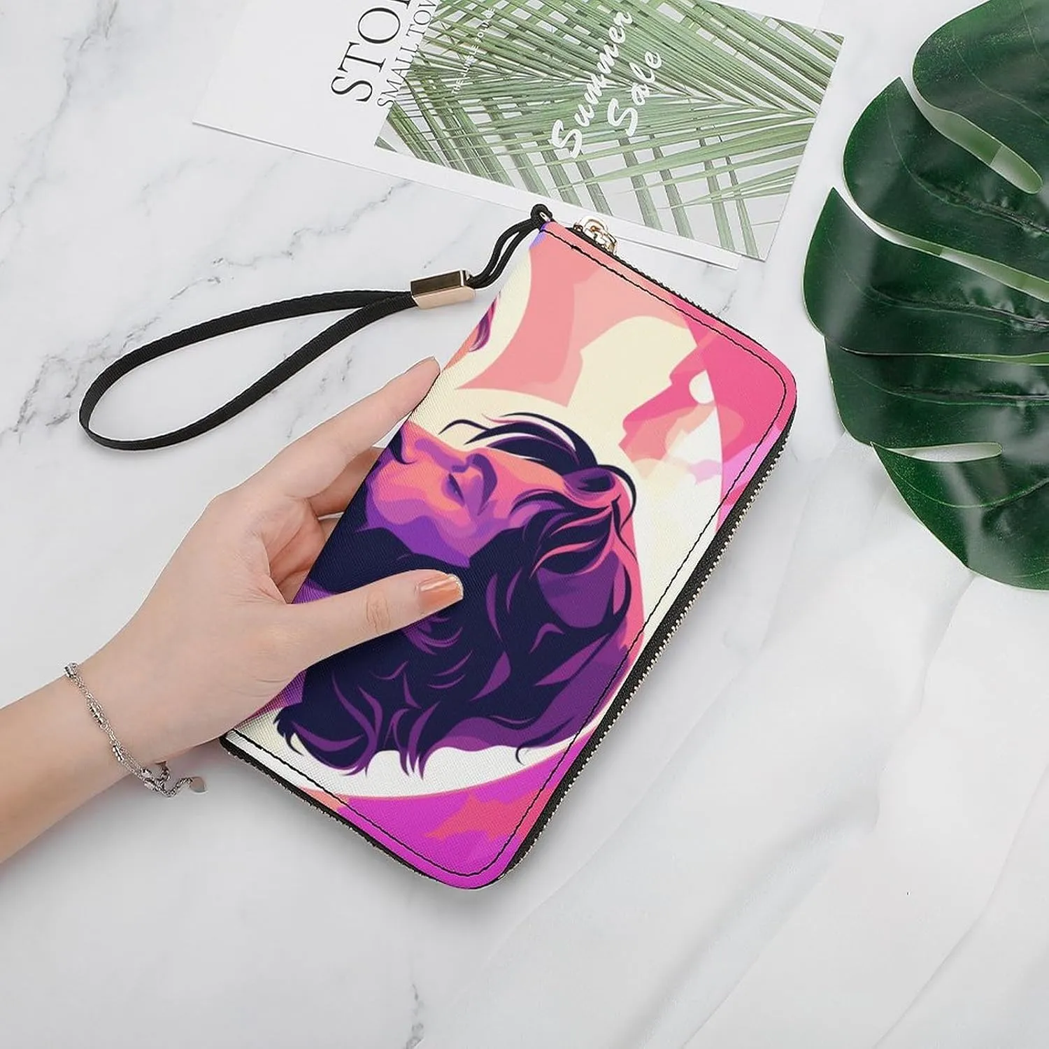Purple Baby Jesus Christ PU Leather Clutch Long Bifold Wallet, Coin Purse Credit Pass Case, Durable Card-Holder Money Storage for Women Men