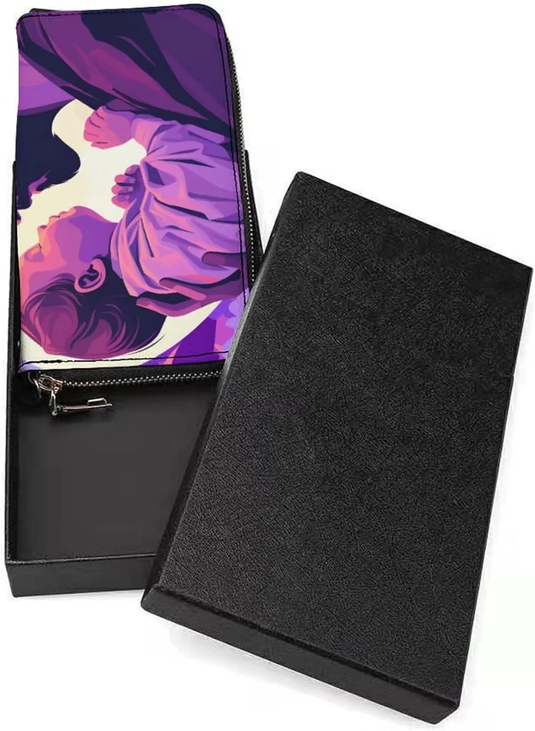 Purple Baby Jesus Christ PU Leather Clutch Long Bifold Wallet, Coin Purse Credit Pass Case, Durable Card-Holder Money Storage for Women Men