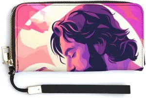 Purple Baby Jesus Christ PU Leather Clutch Long Bifold Wallet, Coin Purse Credit Pass Case, Durable Card-Holder Money Storage for Women Men
