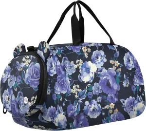 Purple Rose Flowers Duffel Bags for Boys Small Gym Bags for Teens Dance Bag for Girls