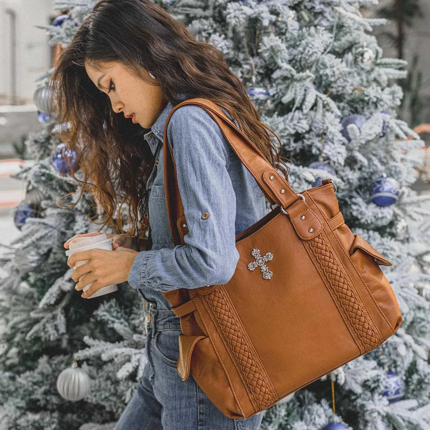 Purses and Handbags for Women Ladies Western Purse Large Hobo Bag Top Handle Handbag with Ajustable Crossbody Strap Vintage