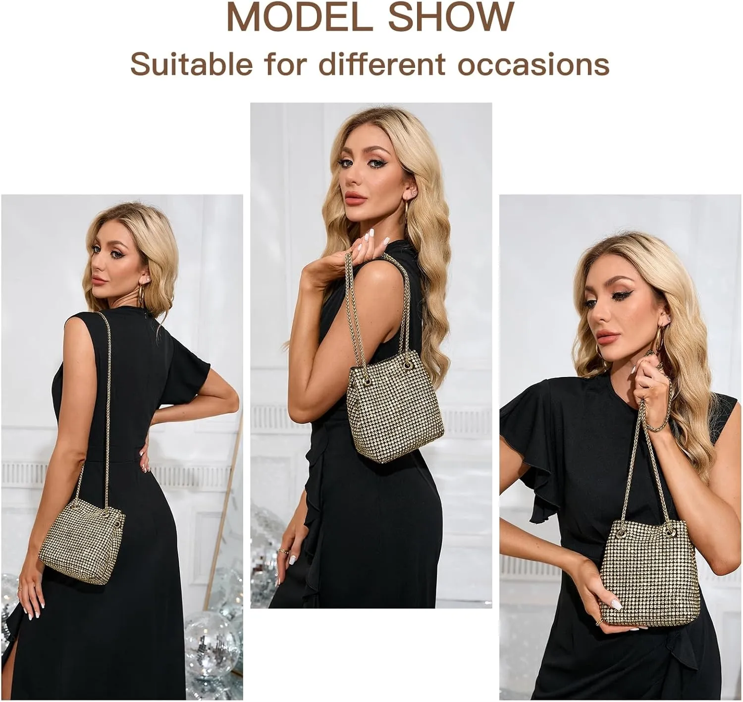 Purses for Women Rhinestone Clutch Purse Bling Handbags for Prom Cocktail Wedding Party
