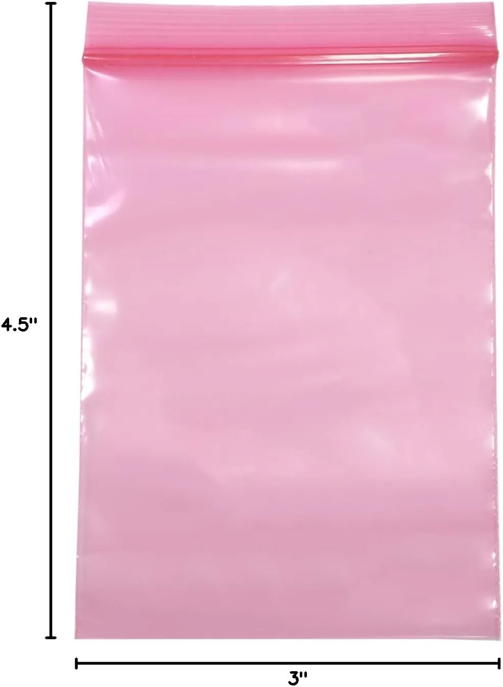 QQ Studio Small Polyethylene Flat Reclosable Zip Top Bags (3" x 4.5" (200 Bags), Pink)