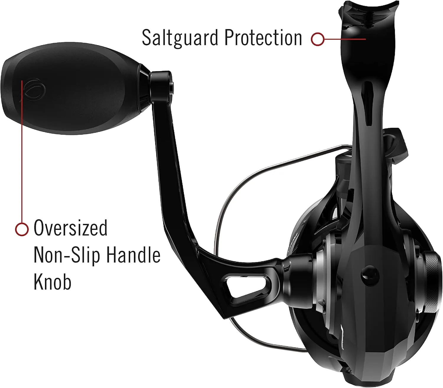 Quantum Accurist Spinning Fishing Reel, Changeable Right- or Left-Hand Retrieve, Oversized Non-Slip Handle Knob and Continuous Anti-Reverse Clutch