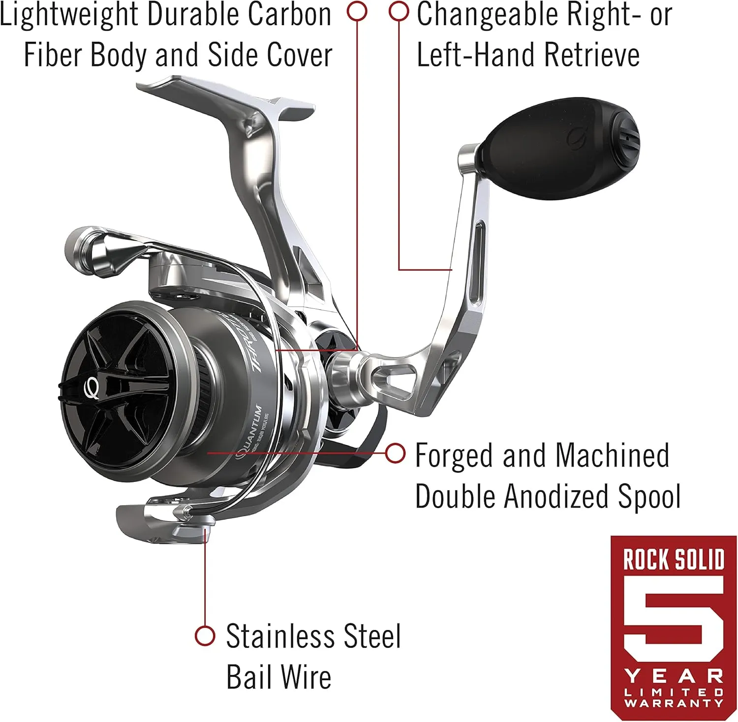 Quantum Throttle Spinning Fishing Reel, Dura-Lok Anti-Reverse Clutch