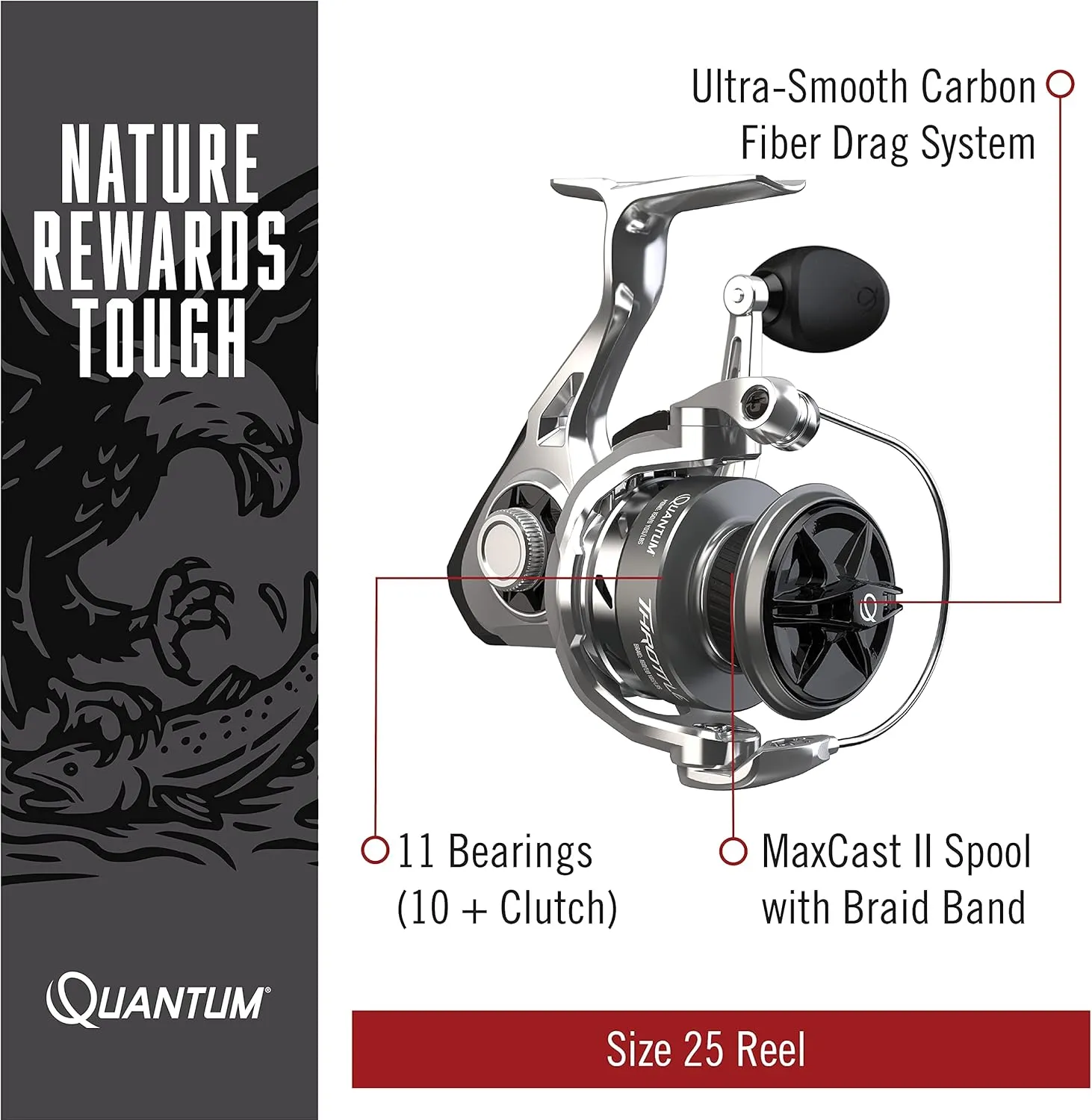 Quantum Throttle Spinning Fishing Reel, Dura-Lok Anti-Reverse Clutch