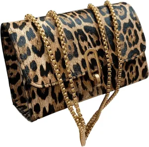 QWINEE Women's Leopard Purse Cheetah Print Purses Y2k Evening Chain Shoulder Bag Clutch