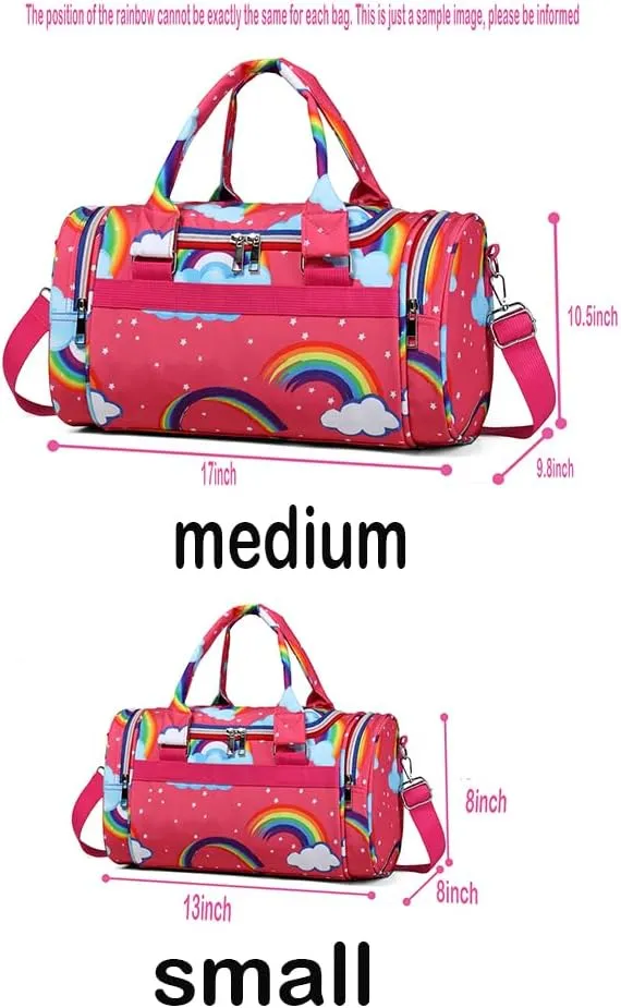 Rainbow Dance Bag for Girls Boys Duffle Bag Sports Travel Gym Bag Overnight Weekend Bag Gift(Rainbow-red, Small)