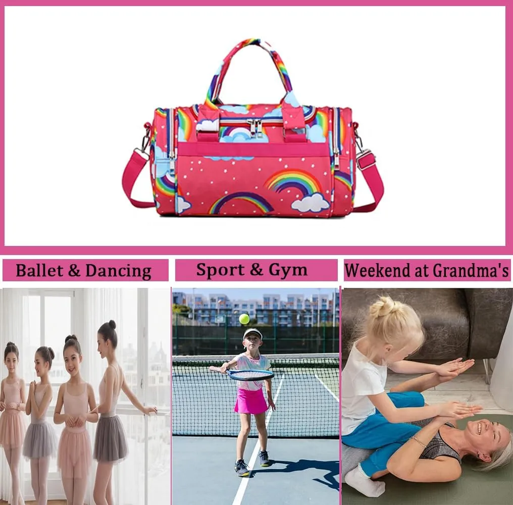 Rainbow Dance Bag for Girls Boys Duffle Bag Sports Travel Gym Bag Overnight Weekend Bag Gift(Rainbow-red, Small)