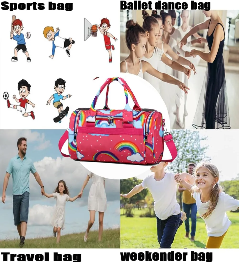 Rainbow Dance Bag for Girls Boys Duffle Bag Sports Travel Gym Bag Overnight Weekend Bag Gift(Rainbow-red, Small)