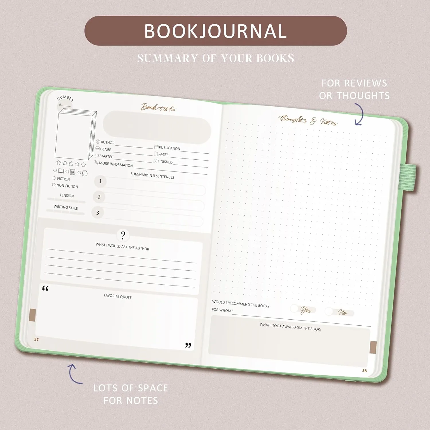 Reading Journal with 52 Book Reviews - Book Journal for Book Lovers & Readers - 175 Pages Book Reading Tracker Journal - A5 Hardcover Book Review Journal Reading log - Perfect Book Lovers Gifts for Women