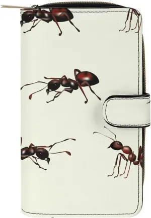 Realistic Ants Wallet for Women Leather Credit Card Holder Clutch Travel Purse with ID Window