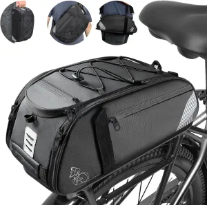 Rear Bike Rack Bag, 13.5L Waterproof Bicycle Ebike Saddle Bag Bicycle Trunk Pannier Rear Seat Bag with Reflector, Cycling Bike Carrier Backseat Storage Luggage for Commuter Travel