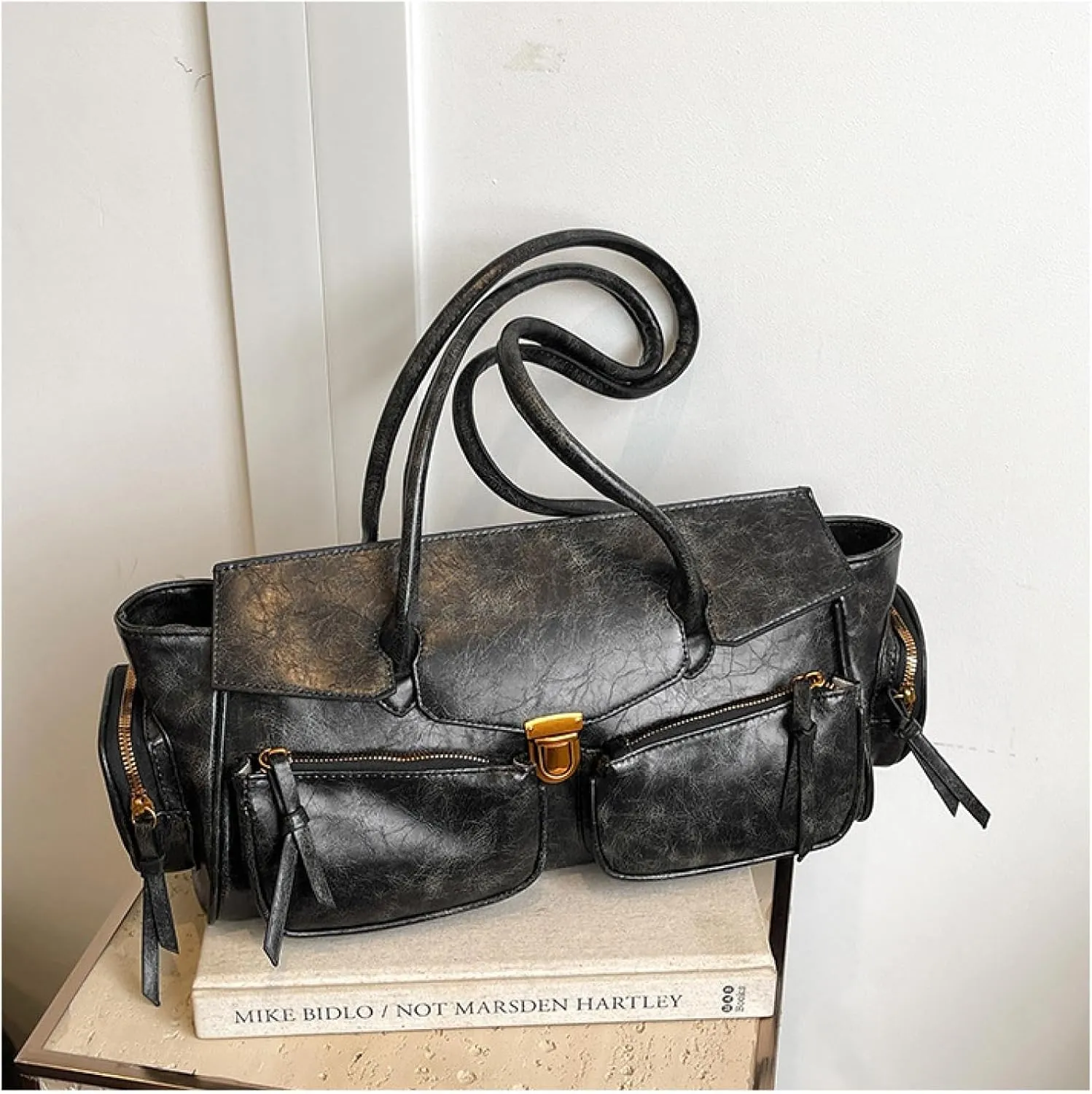 Retro Large Capacity Multi-functional Tote Bag Y2k Women's Shoulder Bag with Multiple Pockets Aesthetic Cool Punk Hobo Walle