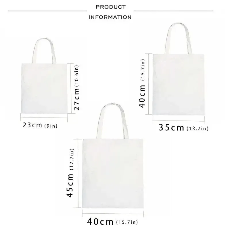 Retro Leisure Eco Striped Tote Bag with Cartoon Print Decorations