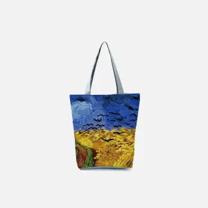 Retro Shoulder Bag with Captivating Striped Pattern and Cartoon Print