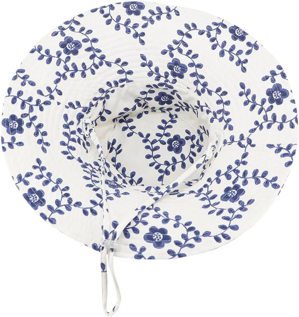 Reversible Bucket Hat Beach Bag Set Printed Wide Brim UV Protection Foldable Sun Hat Handbag Shoulder Bag Set for Travel