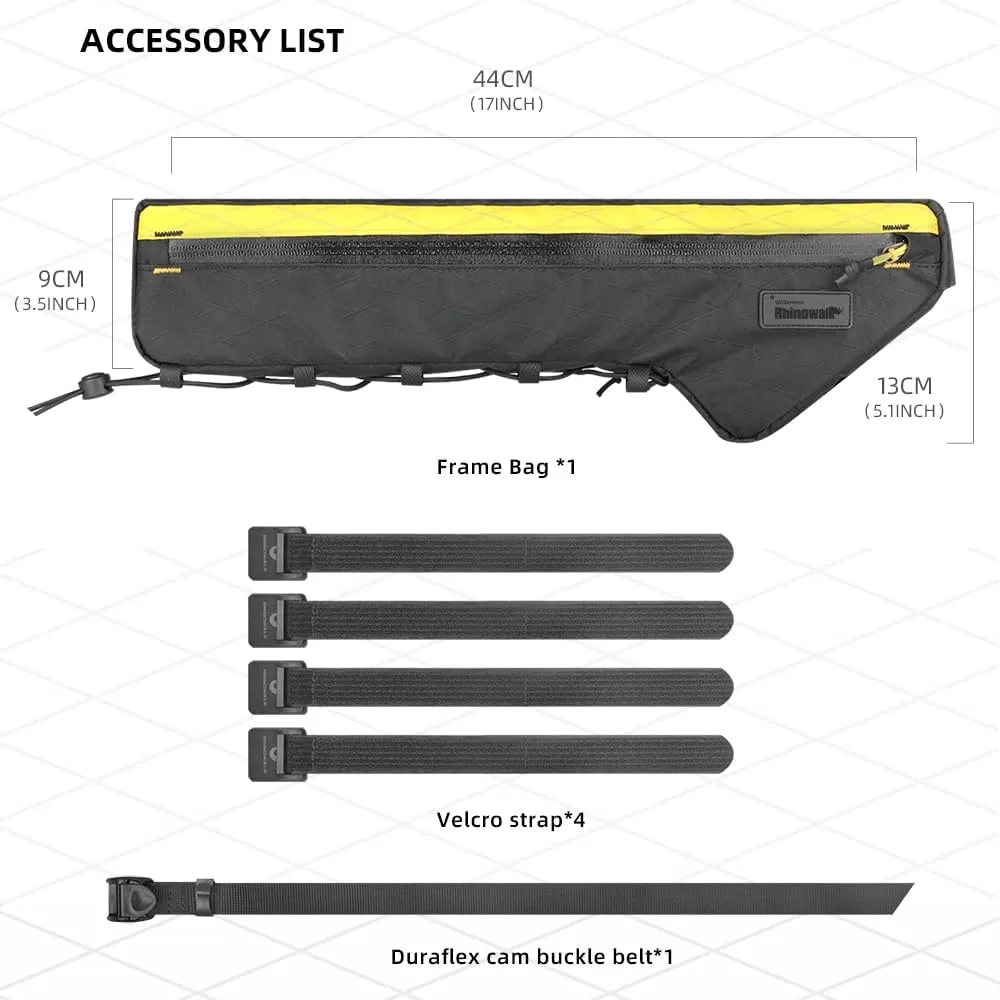 Rhinowalk Bicycle Front Frame Bag Bike Under Top Tube Triangle Bag Lightweight Extra Long 2.4L Touring Pack Cycling Nylon Pouch for Mountain Road Bike(Black)